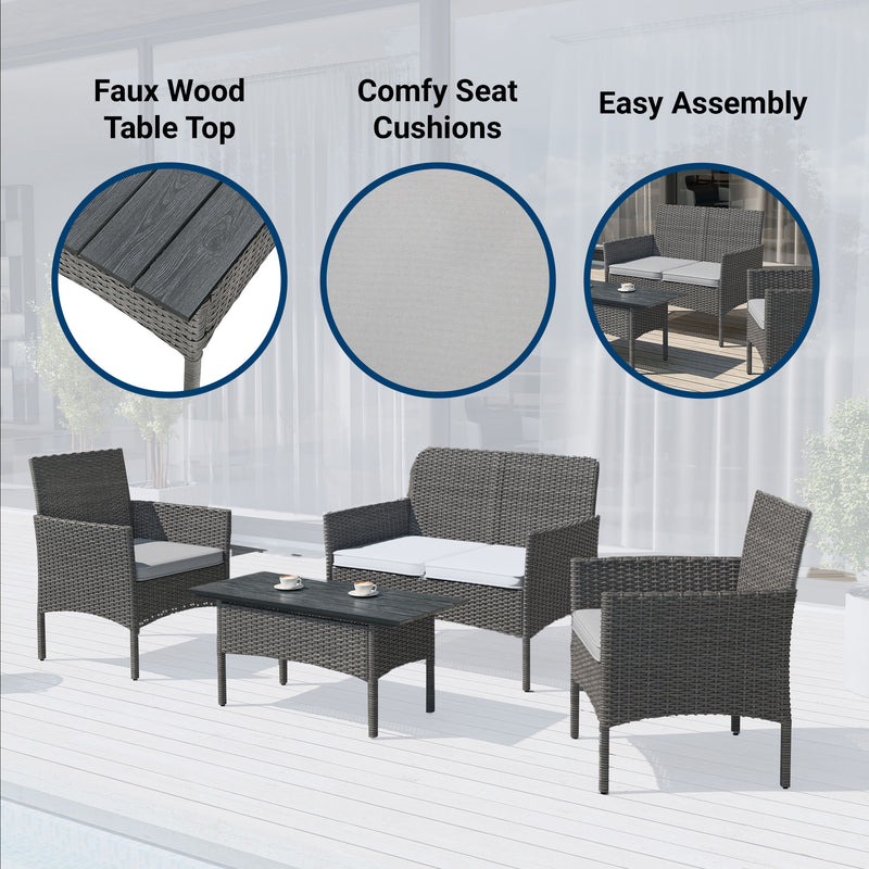 Medford Patio Conversation Combo 4PC - Grey