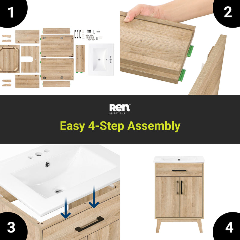 Calway 24 in Bathroom Vanity Kit - White Oak