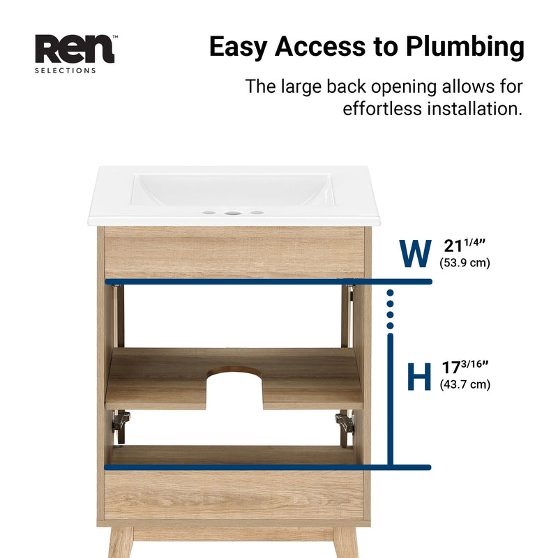 Calway 24 in Bathroom Vanity Kit - White Oak