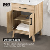 Calway 24 in Bathroom Vanity Kit - White Oak