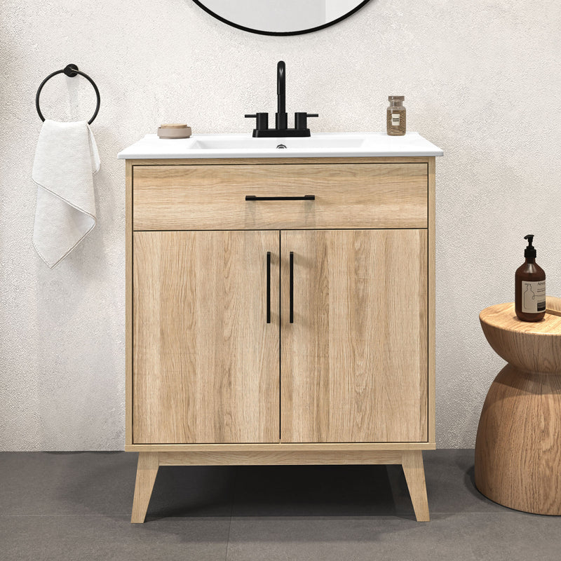 Calway 30 in Bathroom Vanity Kit - White Oak