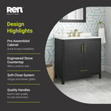 Dario 36 in Bathroom Vanity - Ebony Wood